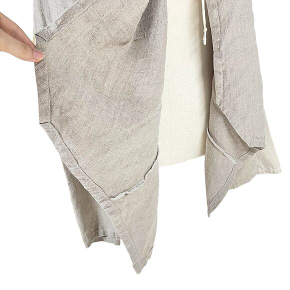 BRYN WALKER Kai Linen Long-Sleeve Tie-Front Waterfall Jacket S Beige Lagenlook - Picture 5 of 11